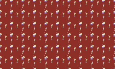 Farklı aksesuarlara sahip renkli arkaplan