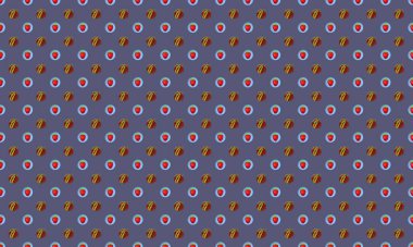 Farklı aksesuarlara sahip renkli arkaplan