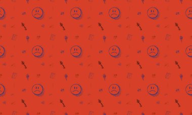 Farklı aksesuarlara sahip renkli arkaplan