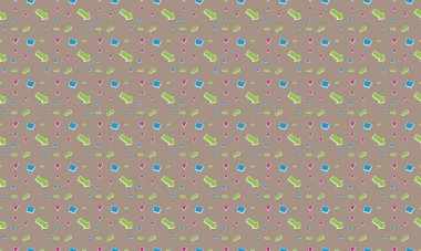 Farklı aksesuarlara sahip renkli arkaplan