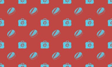 Farklı aksesuarlara sahip renkli arkaplan