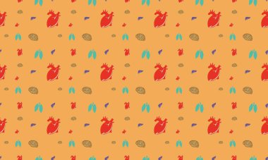 Farklı aksesuarlara sahip renkli arkaplan