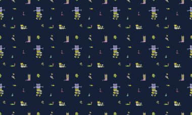 Farklı aksesuarlara sahip renkli arkaplan