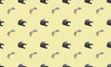 Farklı aksesuarlara sahip renkli arkaplan