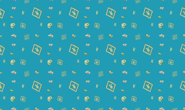 Farklı aksesuarlara sahip renkli arkaplan