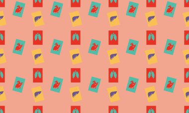 Farklı aksesuarlara sahip renkli arkaplan