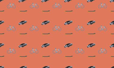 Farklı aksesuarlara sahip renkli arkaplan