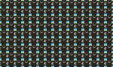 Farklı aksesuarlara sahip renkli arkaplan