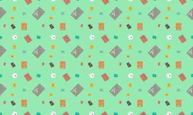 Farklı aksesuarlara sahip renkli arkaplan