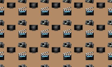 Farklı aksesuarlara sahip renkli arkaplan