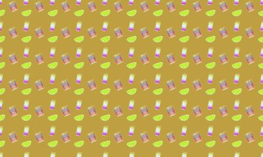 Farklı aksesuarlara sahip renkli arkaplan