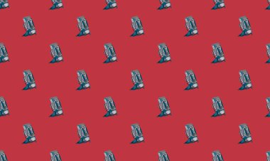 Farklı aksesuarlara sahip renkli arkaplan