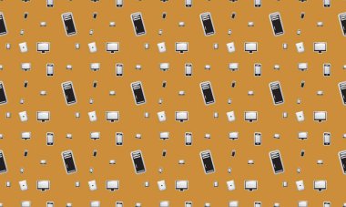 Farklı aksesuarlara sahip renkli arkaplan