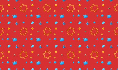 Farklı aksesuarlara sahip renkli arkaplan