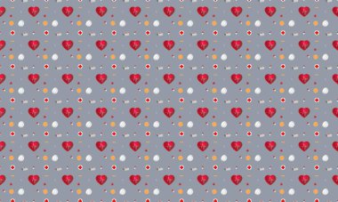 Farklı aksesuarlara sahip renkli arkaplan