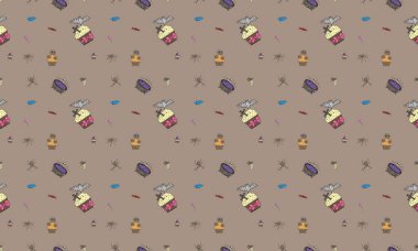 Farklı aksesuarlara sahip renkli arkaplan