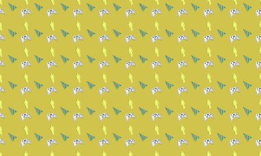 Farklı aksesuarlara sahip renkli arkaplan