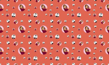 Farklı aksesuarlara sahip renkli arkaplan