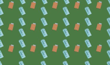 Farklı aksesuarlara sahip renkli arkaplan