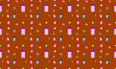 Farklı aksesuarlara sahip renkli arkaplan