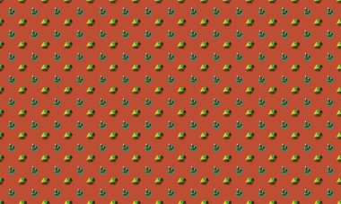 Farklı aksesuarlara sahip renkli arkaplan