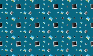 Farklı aksesuarlara sahip renkli arkaplan