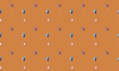 Farklı aksesuarlara sahip renkli arkaplan