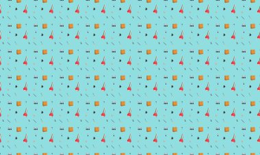 Farklı aksesuarlara sahip renkli arkaplan