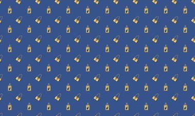 Farklı aksesuarlara sahip renkli arkaplan