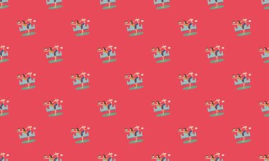 Farklı aksesuarlara sahip renkli arkaplan