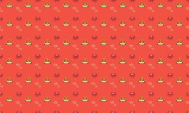 Farklı aksesuarlara sahip renkli arkaplan