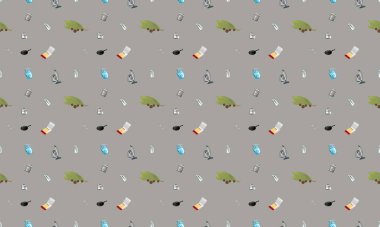 Farklı aksesuarlara sahip renkli arkaplan