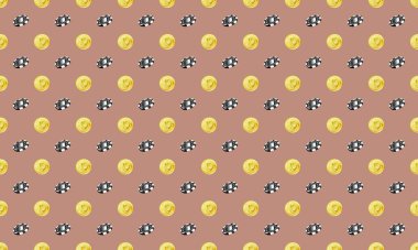 Farklı aksesuarlara sahip renkli arkaplan