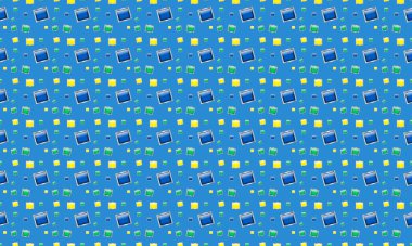 Farklı aksesuarlara sahip renkli arkaplan