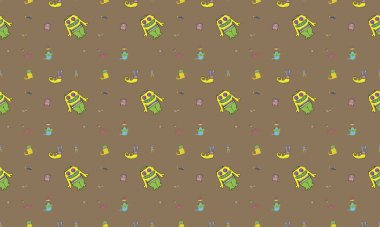 Farklı aksesuarlara sahip renkli arkaplan