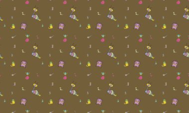 Farklı aksesuarlara sahip renkli arkaplan