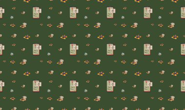 Farklı aksesuarlara sahip renkli arkaplan