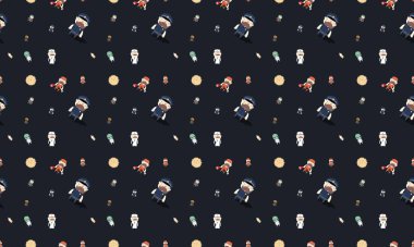 Farklı aksesuarlara sahip renkli arkaplan