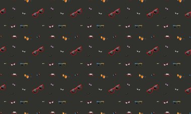 Farklı aksesuarlara sahip renkli arkaplan