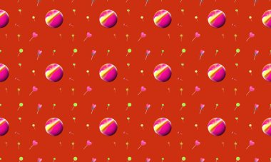 Farklı aksesuarlara sahip renkli arkaplan