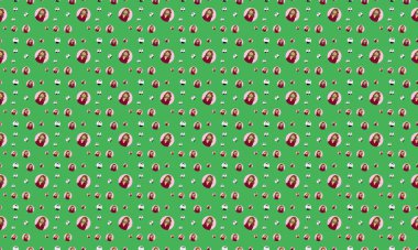 Farklı aksesuarlara sahip renkli arkaplan