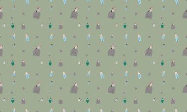 Farklı aksesuarlara sahip renkli arkaplan