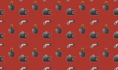 Farklı aksesuarlara sahip renkli arkaplan