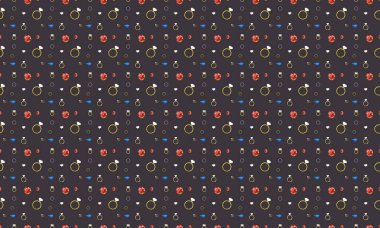 Farklı aksesuarlara sahip renkli arkaplan