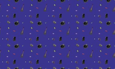 Farklı aksesuarlara sahip renkli arkaplan