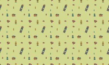 Farklı aksesuarlara sahip renkli arkaplan