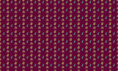 Farklı aksesuarlara sahip renkli arkaplan