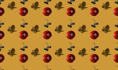 Farklı aksesuarlara sahip renkli arkaplan