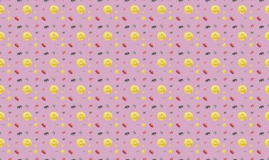 Farklı aksesuarlara sahip renkli arkaplan