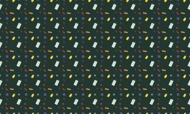 Farklı aksesuarlara sahip renkli arkaplan